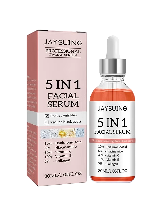 Jaysuing  5 In 1 Facial Serum, With Hyaluronic Acid , Niacinamide, Vitamin C, E And Collagen