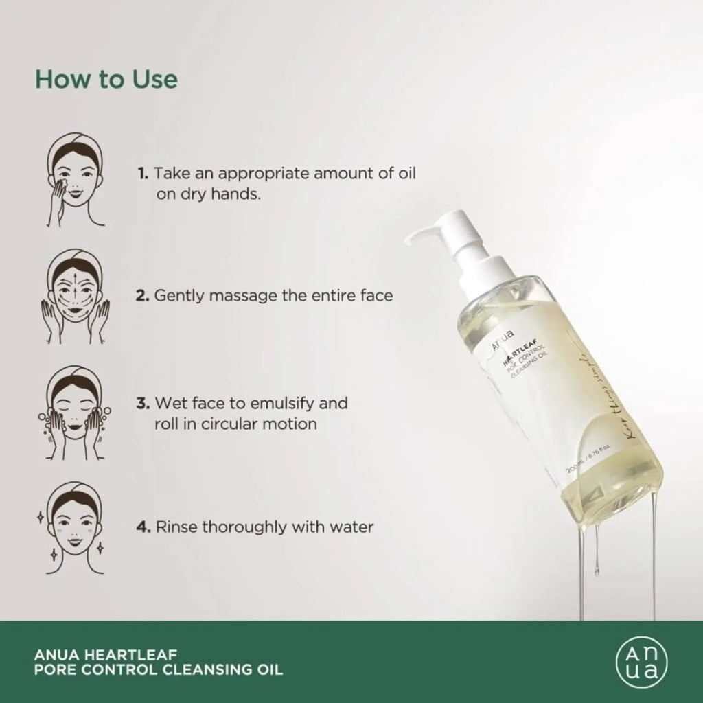 ANUA korean skin care  Control Cleansing Oil Facial Oil Cleanser Makeup Remover Blackhead Remover Korean Skincare 200ml Original