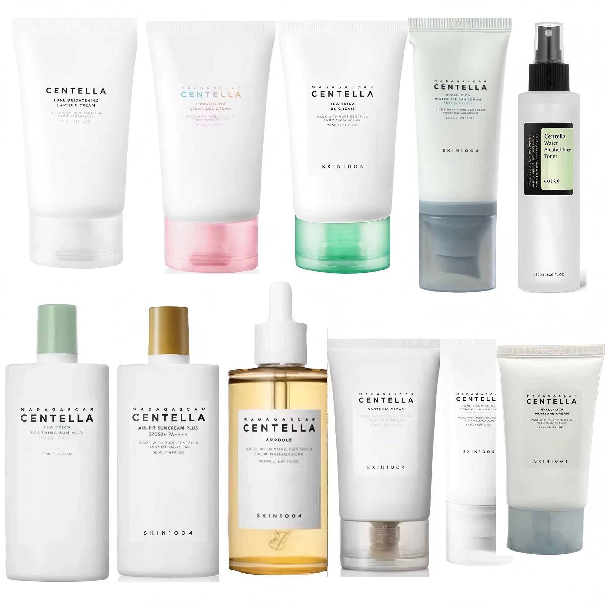 Centella Asiatica Skin Care Set Brightening Face Serum with Hyaluronic Acid Calming Toner Waterproof Sunscreen Moisturizing