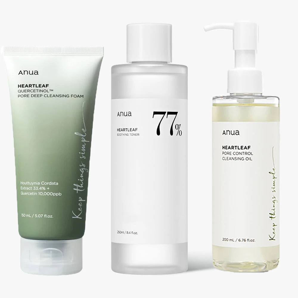 Anua Heartleaf 77% Toner Moisturizing Pore Cleansing Oil Foaming Cleanser Deep Cleanses Impurities Korean Skincare