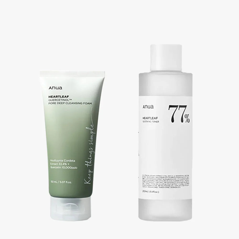 Anua Heartleaf 77% Toner Moisturizing Pore Cleansing Oil Foaming Cleanser Deep Cleanses Impurities Korean Skincare
