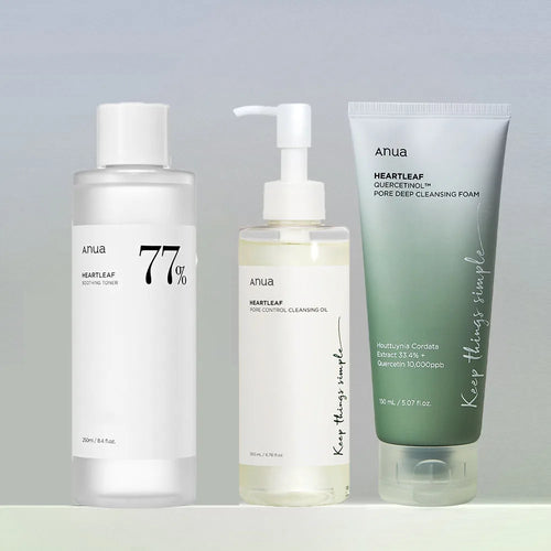 Anua Heartleaf 77% Toner Moisturizing Pore Cleansing Oil Foaming Cleanser Deep Cleanses Impurities Korean Skincare