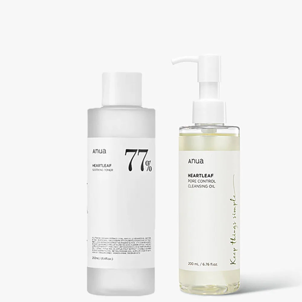 Anua Heartleaf 77% Toner Moisturizing Pore Cleansing Oil Foaming Cleanser Deep Cleanses Impurities Korean Skincare
